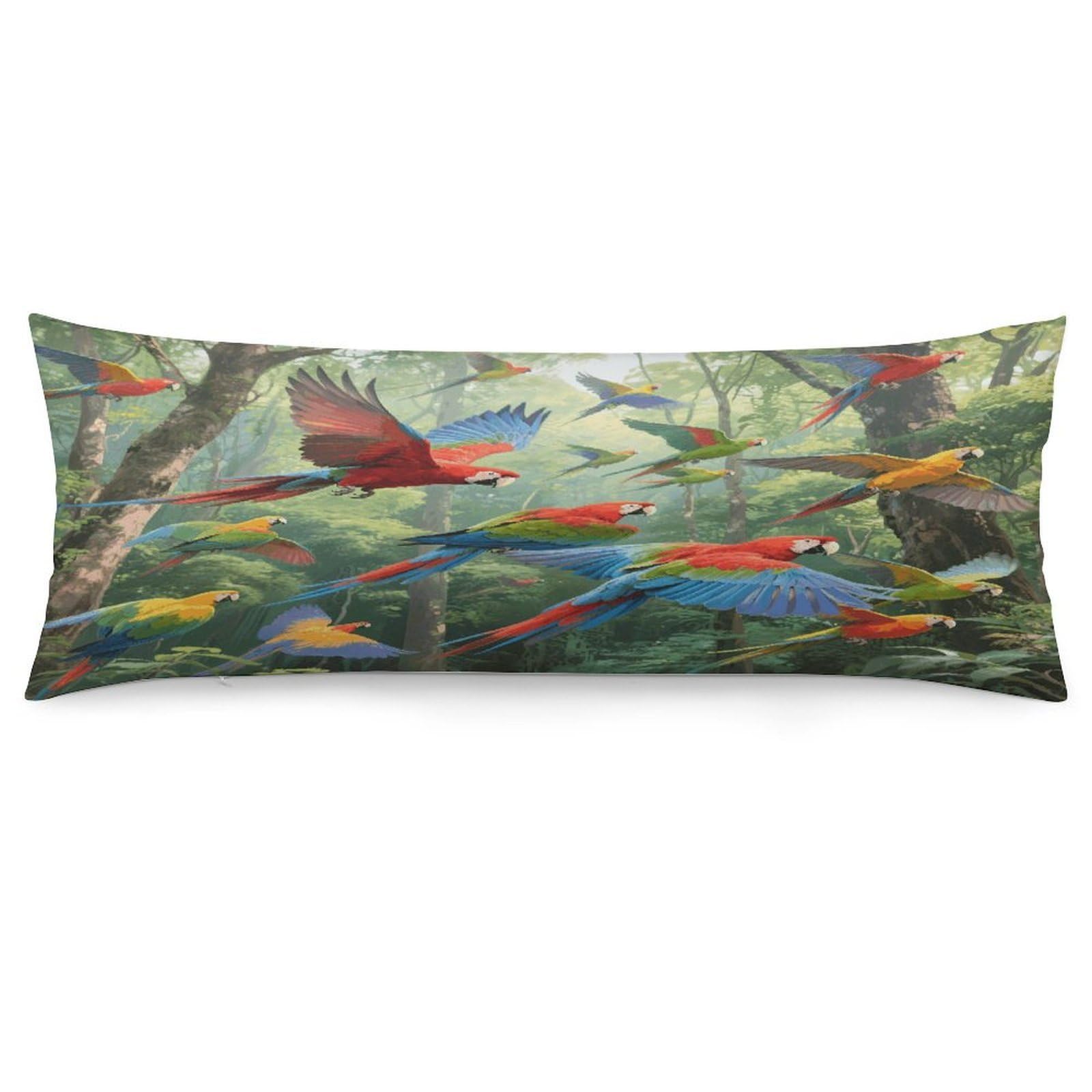 Parrots Throw Pillow Cover Soft Pillow Case Decorative Lumbar Pillow Cover Cozy Throw Pillowcase Polyester Rectangular Cushion Case Decor for Couch Sofa Bed