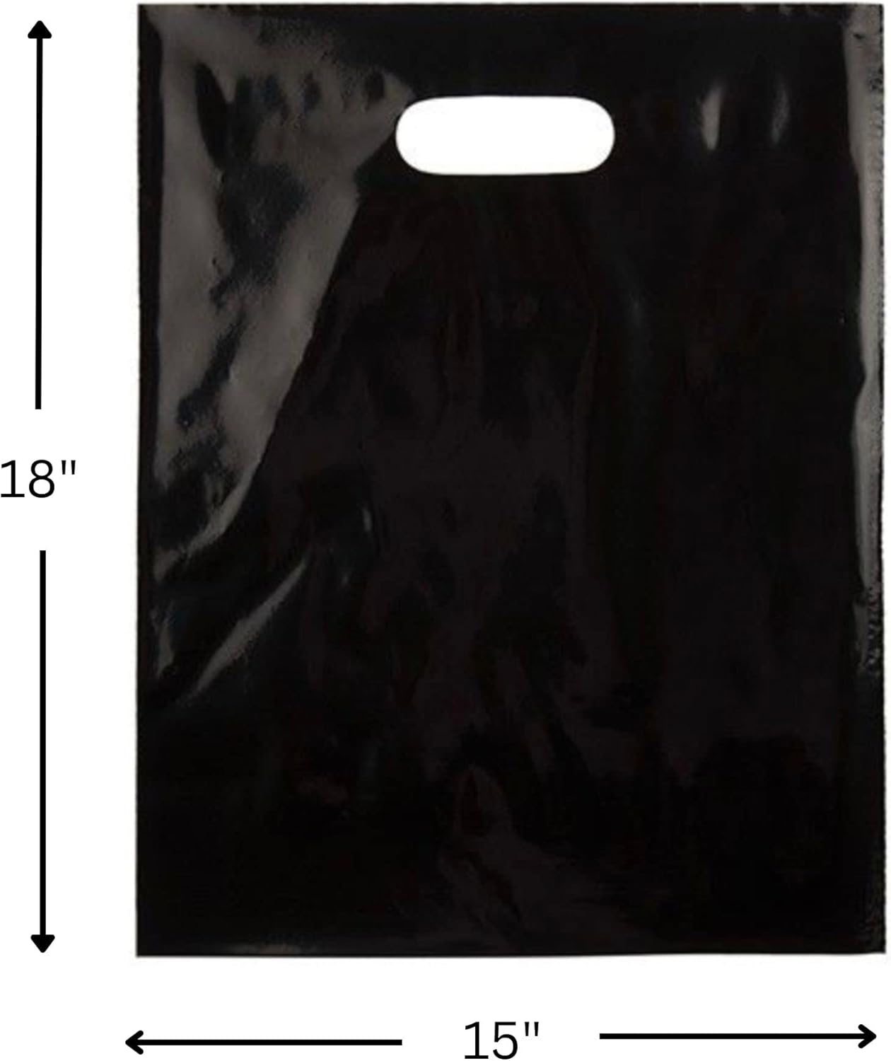 ClearBags 100 Black Handle Bags 15x18, Extra Thick 2.25 Mil Retail Plastic Shopping Merchandise Gift Bags Tear Resistant Strong Durable Anti Stretch For Small Business LDPE Die Cut, 100% Recyclable