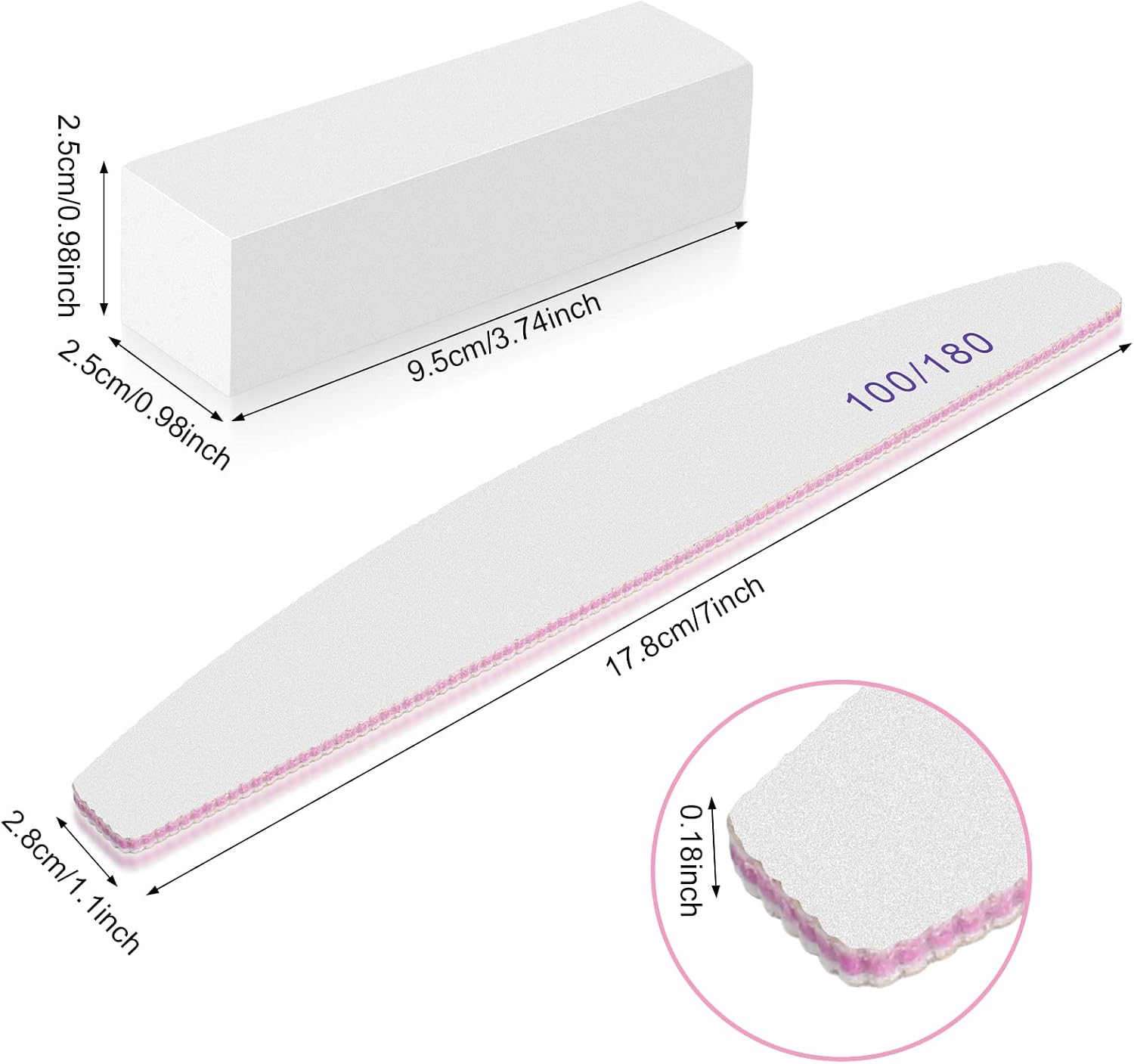 FRIUSATE 10 Pieces White Nail Buffer Block with Nail Files Nail File Sanding Blocks Smoothing Shaping and Buffing for Natural Acrylic and Gel Nails - Image 3