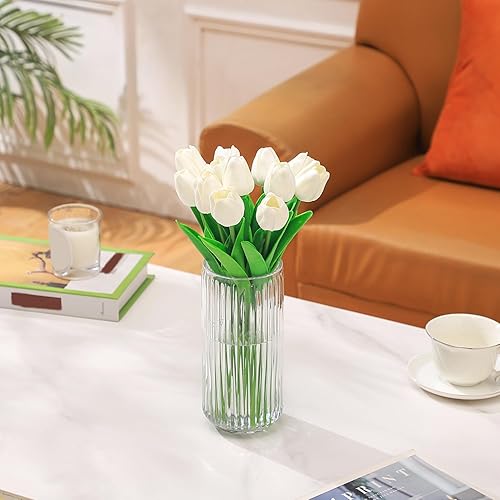 Miniatura 3 de Jarrón de vidrio acanalado, jarrones de flores para ramo, jarrones de vidrio transparente para flores, moderno jarrón acanalado para sala de estar,