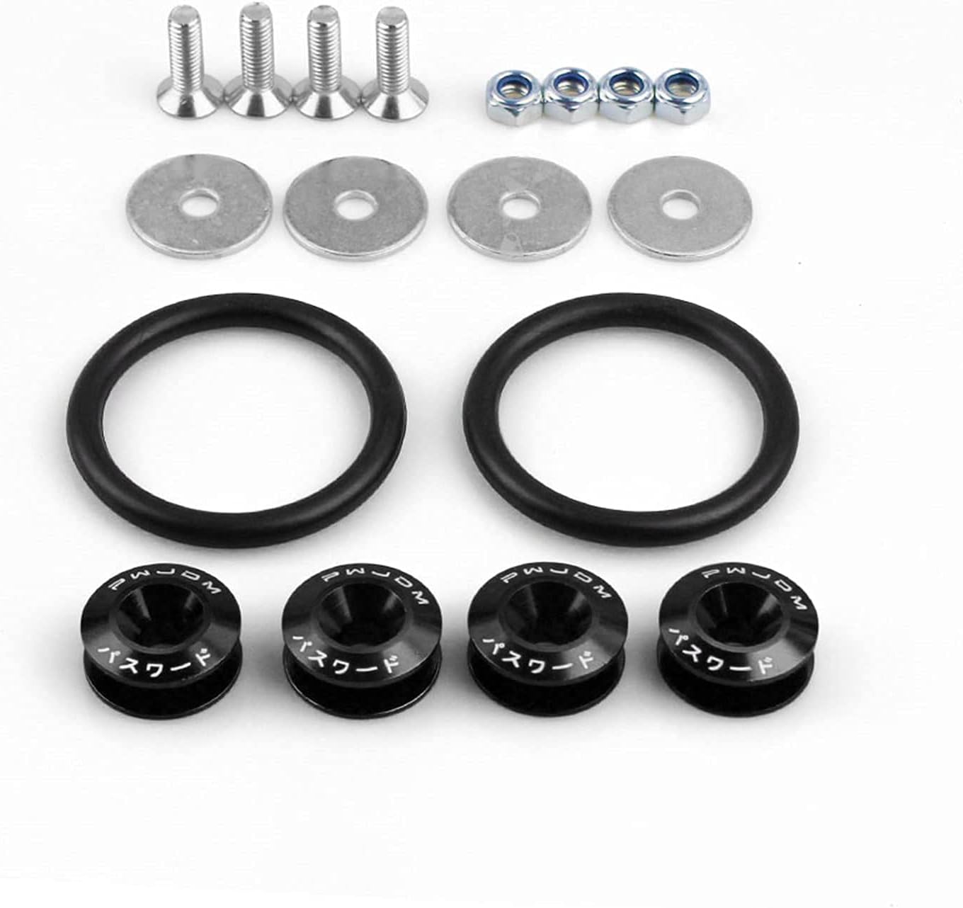 Universal Car Front Rear Bumper Quick Release Fasteners Washers Black Aluminum Fasteners Washers Bolts Kit
