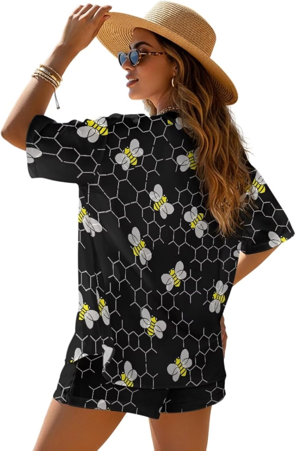 Women's 2 Piece Summer Outfits Casual Shirt Set Half Sleeve Shirts and Shorts Beach Sets