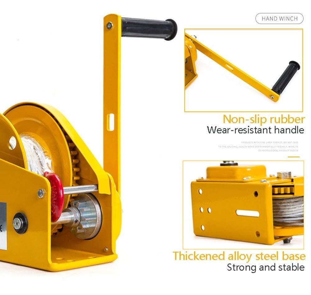 Verricello manuale a manovella, 816,5 kg, resistente, per ATV, barca, rimorchio, garage, fattorie o magazzini, sollevamento carichi pesanti, con cavo da 30 m (800 cm, 544 kg)