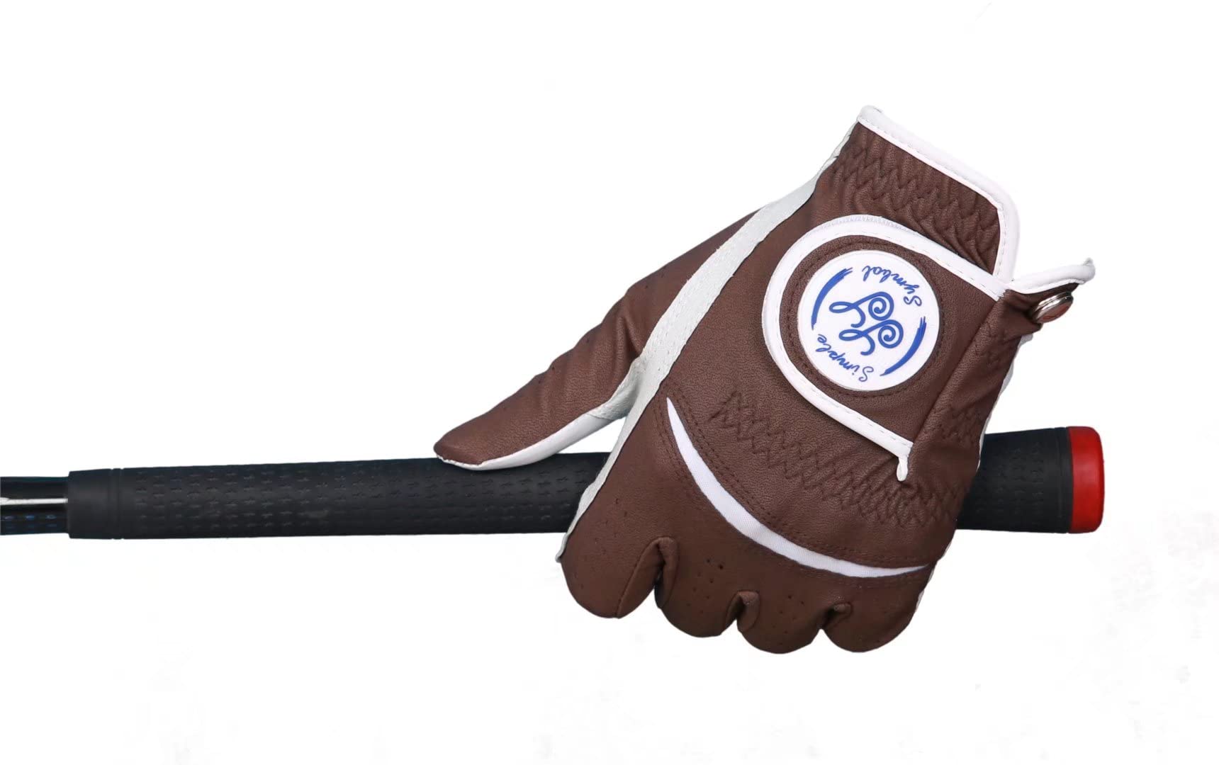 Lot de 6 gants de golf pour homme en cuir de haute qualité, 6 mains gauches, 6 mains, 6 couleurs, rouge/bleu/bleu marine/bleu ciel/café/beige (café, L, droit)