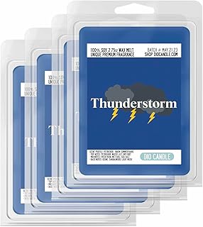 Thunderstorm Scented Candle - Smells Like Petrichor - Warm Summer Rains - 100% Naturally Vegan Soy and Premium Fragrance | Great Gift | Handmade in Colorado (4 Pack Wax Melts)