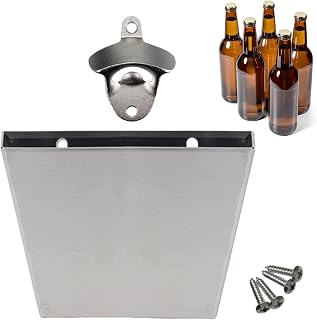 Wall Bottle Opener - 5.5 Inch, Zinc Alloy Magnetic | Space Saving Beer Opener With Cap Catcher, Corkscrew For Wine Bottles, Dad Husband Bar Apartment Farmhouse Housewarming Gift