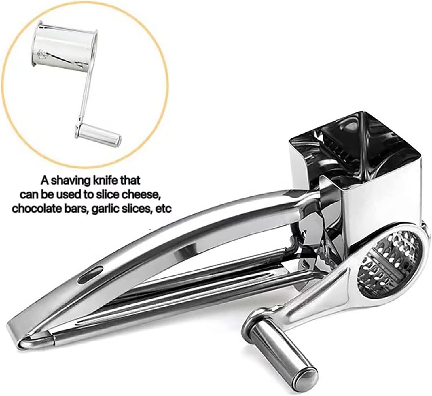 Cheese Grater Stainless Steel Handheld Rotary Grater Perfect for Kitchen Easy to use hand-cranked rotary shredder grinder or slicer to grate hard cheese chocolate nuts etc (Size : 4 planing/1290 (Siz