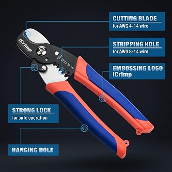 iCrimp 2 in 1 Wire Stripper AWG 8-14 & Cable Cutter AWG 4-14
