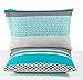Sentidos Komplet pościeli z bawełny renforcé, z zamkiem błyskawicznym, poszewka na poduszkę, komplet pościeli, turkusowo-czarno-biały (2 poszewki na poduszkę 50 x 70 cm, turkusowy/czarny/biały)