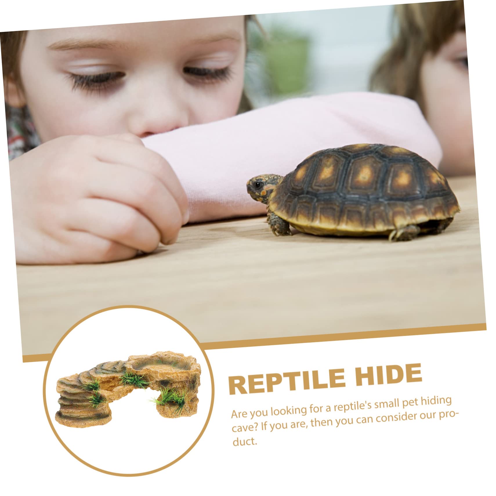 DOITOOL Terrarium Zubehör für Schildkröten aus Kunstharz Schlange Sonnenplattform mit Sicherem Versteck und Gemütlicher Höhle als Aquarium Dekoration im Schildkröten Habitat