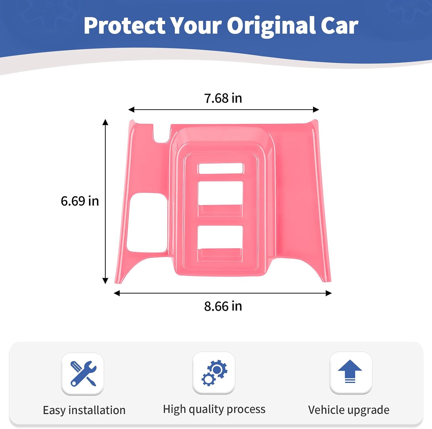 for Bronco Window Switch Panel Trim Cover Fit for Ford Bronco 2021+ 4-Doors Pink Interior Accessories 1pc