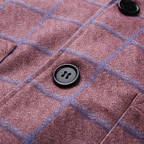 Men's Houndstooth Plaid Casual Suit Blazer Jackets Lambswool Classic Slim Fit Notched Lapel One Button Sport Coat Purple #TOP4