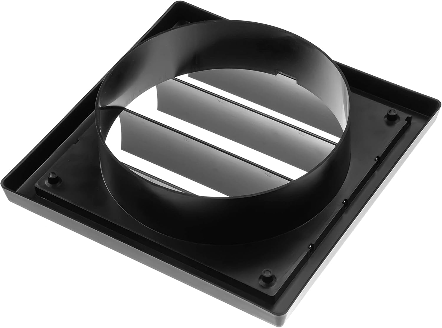 Vent Systems 6" Inch Black Exhaust Vent Cover - Dryer Vent Hood - Louvered Dryer Duct Vent Cover - Vent Hood Cap - One-Directional Plastic Air Exhaust Grille - HVAC Louver Grill for Exterior Use