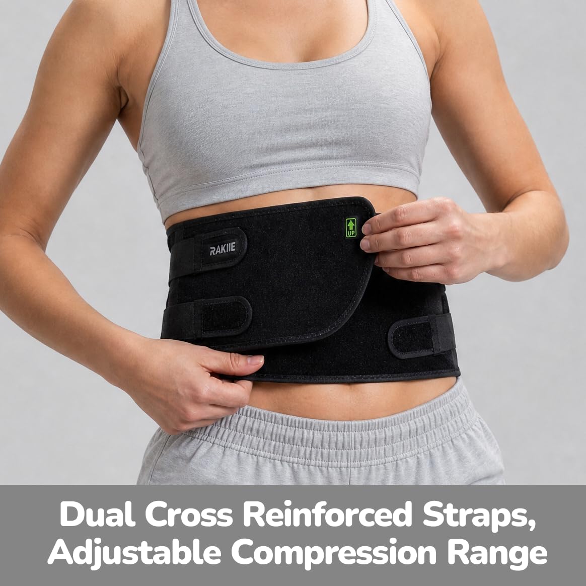 Rakiie Back Brace with Powerful Lumbar Support, Upgraded 3D Silicone Pad for Lower Back Pain Relief, Breathable Back Support Belt for Sciatica Scoliosis, XL