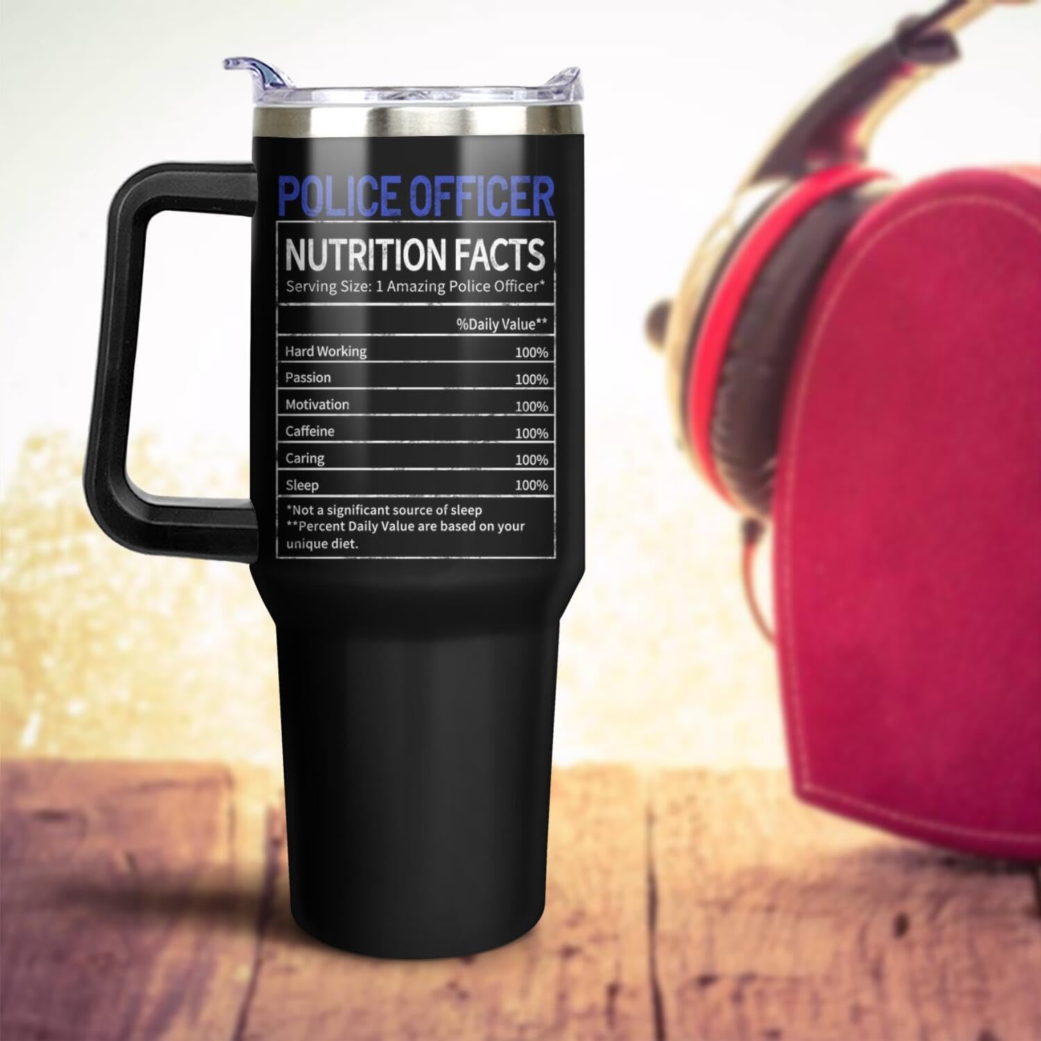 Police Gifts 40oz Tumbler with Handle and Lid Straw, Stainless Steel Double Walled Vacuum Insulated Cup, Police Officer Retirement Graduation Birthday Gifts for Men Boys (1PC) - Image 8