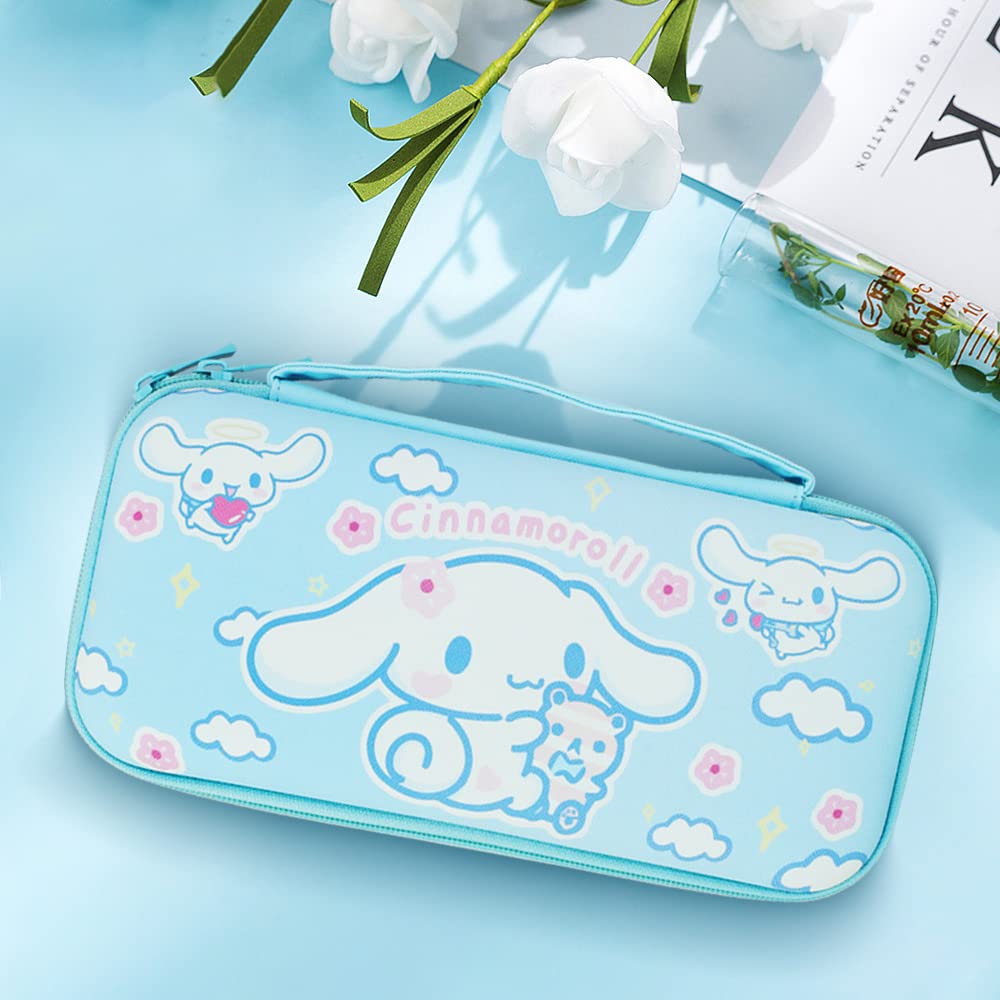 PERFECTSIGHT Switch Carrying Case for Nintendo Switch OLED, Cute Portable Travel Switch OLED Carry Case Inner Protective Storage Bag for NS Console & Accessories (Blue Ear) - Image 6