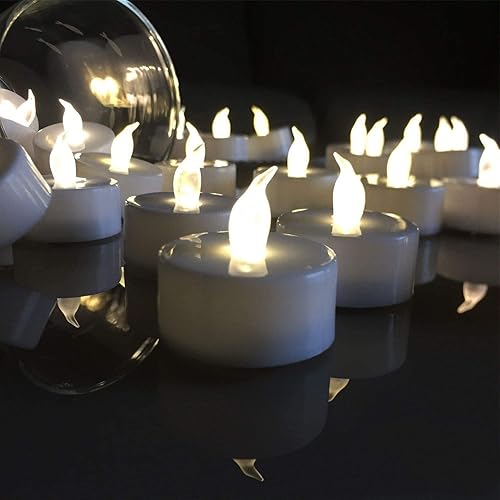 Miniatura 5 de PILLOBOX Vela LED sin llama, funciona con pilas, vela falsa eléctrica parpadeante a granel, paquete de 150 velas de té de larga duración 200H+