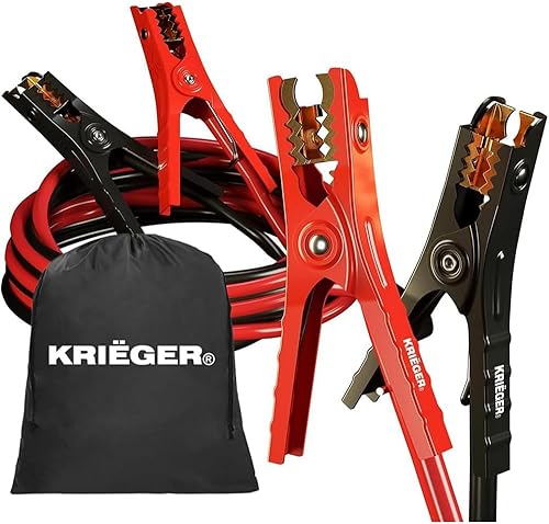 K KRIËGER Cables de puente para batería de automóvil, cables de refuerzo automotrices resistentes para arrancar baterías muertas o débiles con bolsa