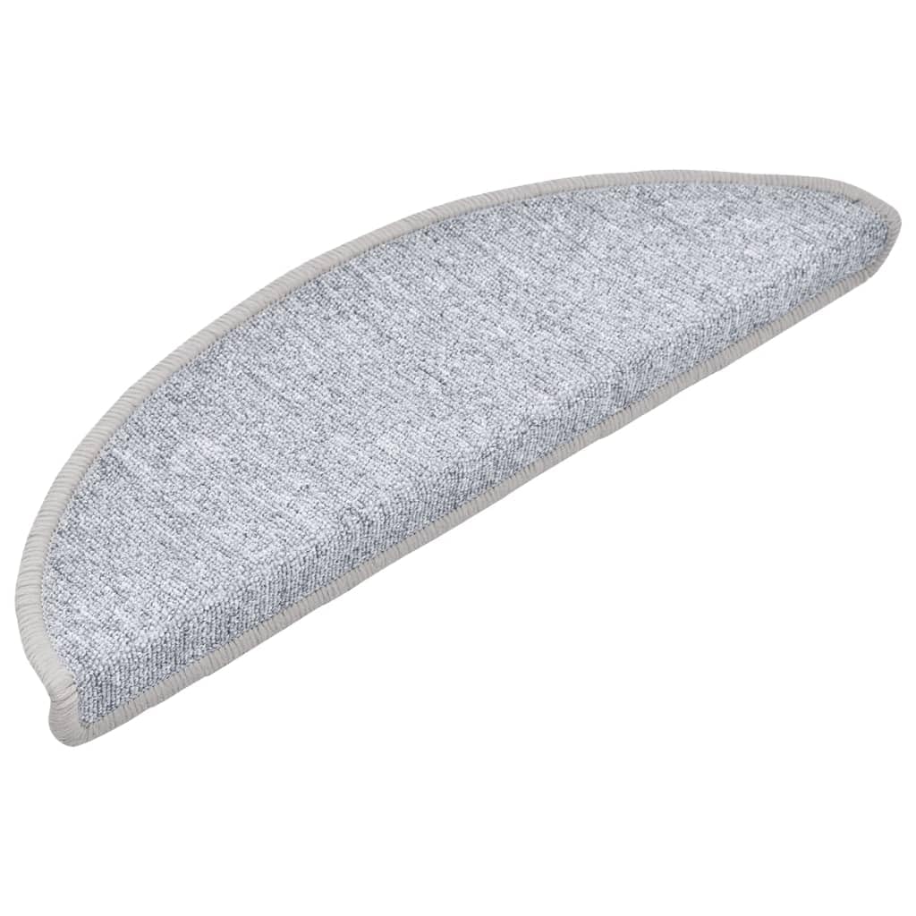 Stufenmatten 10 Stück 56x17x3 cm Hellgrau Halbrund Treppenstufen Matten, Teppich Innen für Treppen, rutschfest Stufenmatten Treppenteppich