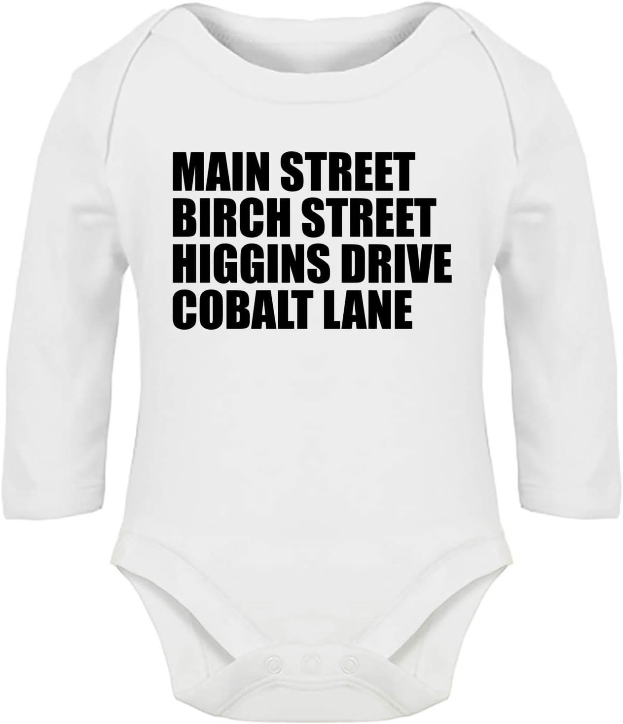 HippowarehouseMain Street, Birch Street, Higgins Drive, Cobalt Lane Baby Vest Bodysuit (Long Sleeve) Boys Girls
