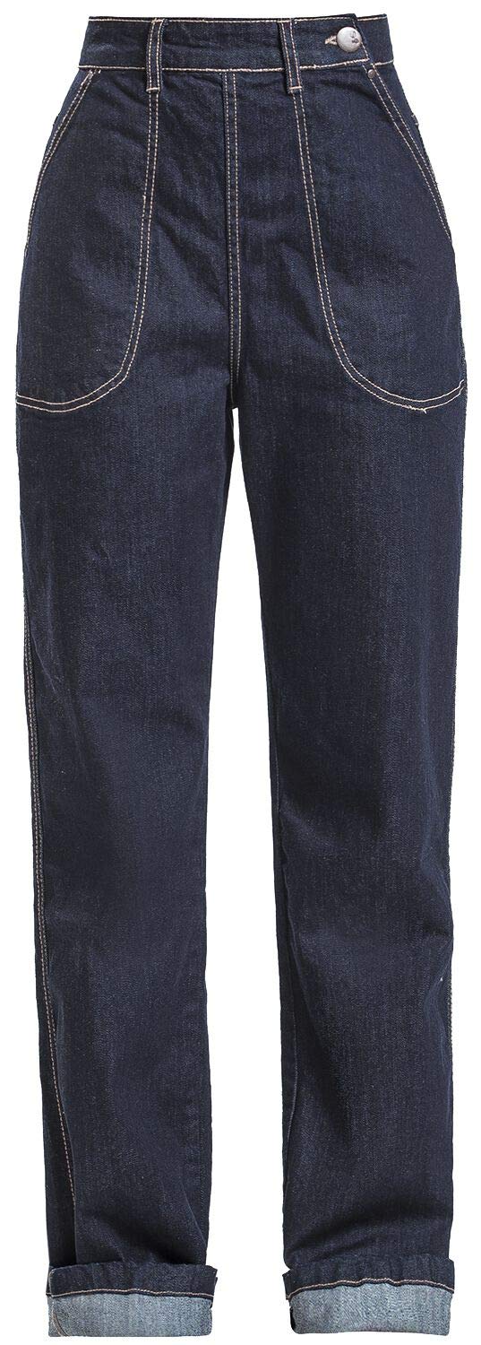 Hell Bunny Weston Denim Trousers Navy
