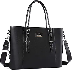 MOSISO PU Leather Laptop Tote Bag for Women (13-13.3 inch), Black