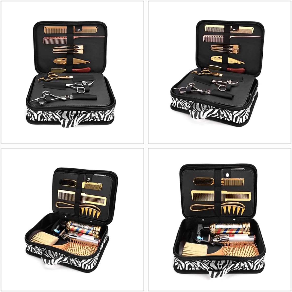 OSALADI Barber Clipper Case and Scissors Bag Portable Hair Tool Organizer with Textured Hard Shell Storage Box for Hairstylists and Travel
