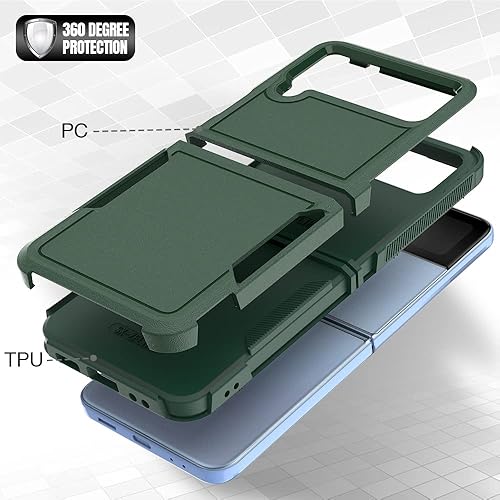 Miniatura 3 de Jeylly Funda para Samsung Galaxy Z Flip 4 5G con protector de cámara de lente, resistente a prueba de golpes, antihuellas dactilares, funda duradera