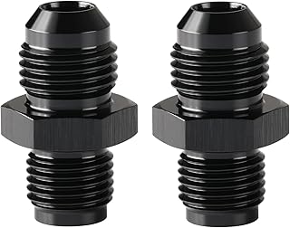 6AN Male to 1/2-20 Inverted Flare Adapter Fitting Connector Aluminum Black, Pack of 2