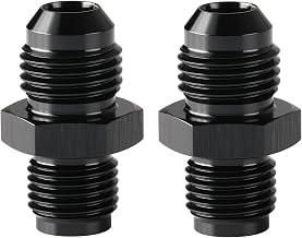 6AN Male to 1/2-20 Inverted Flare Adapter Fitting Connector Aluminum Black, Pack of 2