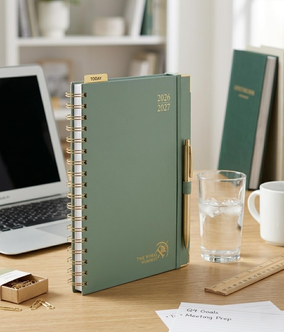 Condition photo showing New/Like New for poprun 2026-2027 weekly planner 10" x 8"weekly and monthly planner calendar | jul 2026 - jun 2027,daily agenda book & appointment book with hourly schedule, tabs, hardcover- midnight green midnight green large 10" x 8" academic year jul.2026-jun.2027