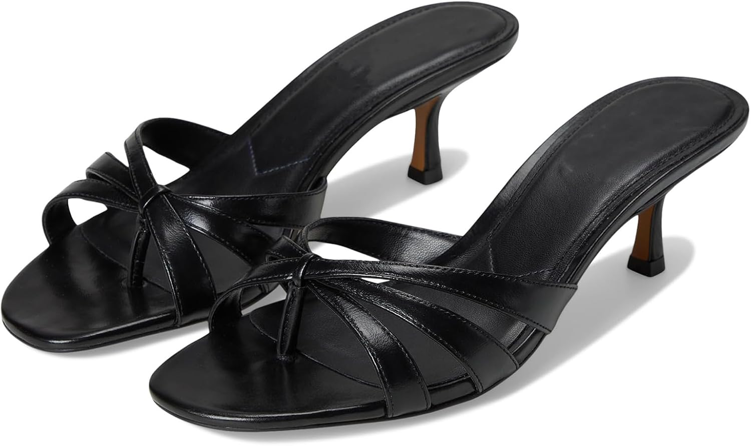 Kitten Heel Sandals for Women Flip Flop Open Round Toe Strappy Mule heels Comfort Casual Thong Slide Heeled Sandals