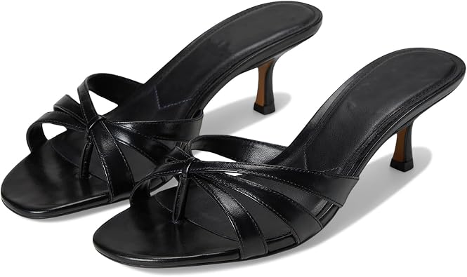 Kitten Heel Sandals for Women Flip Flop Open Round Toe Strappy Mule heels Comfort Casual Thong Slide Heeled Sandals