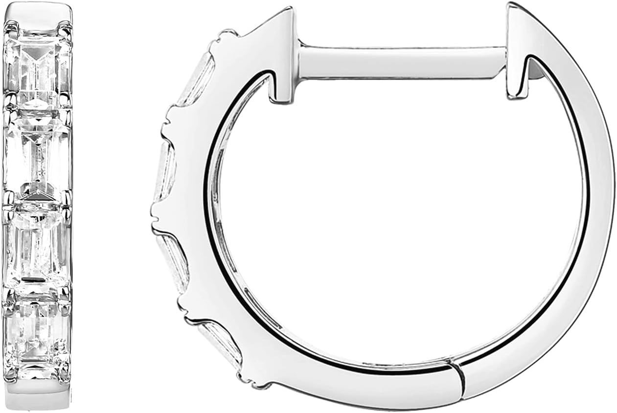 PAVOI 14K Gold Plated 925 Sterling Silver Post Pave Cubic Zirconia Huggie Hoop Earrings for Women