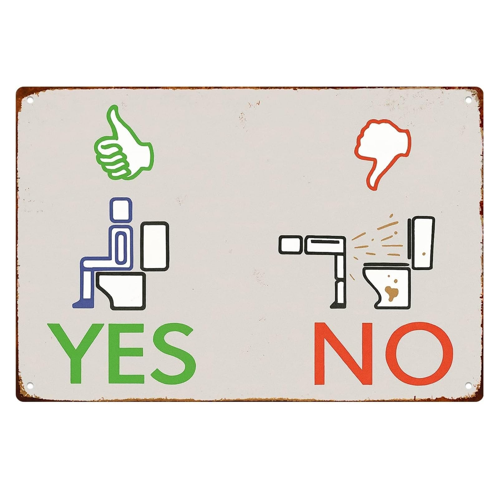 IDGTTLDF Lavatory Manners Metal Sign Funny Flush Reminder Seat Down Rule Print for College Dorm Shared Apartment Rental Property Bathroom Decor 8 X 12 inch