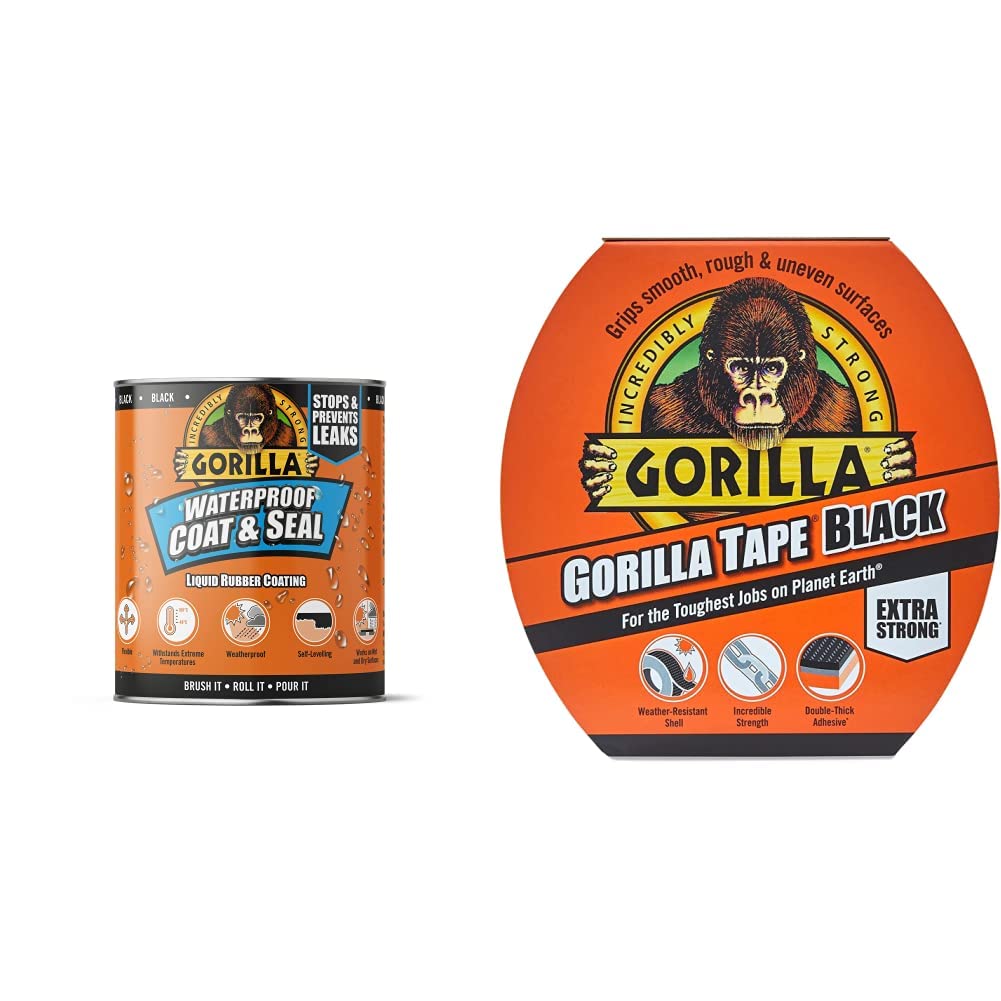 Gorilla Waterproof Coat & Seal Black 473ml & Tape Black 11m Amazon.co