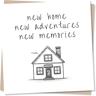 New Home Congratulations Card - New Home New Adventures New Memories - House Warming Gift for Friends, Family - Made in UK