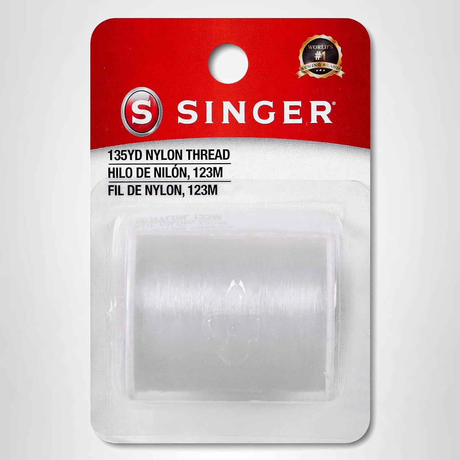 Hilo de coser de nylon invisible transparente Singer 135 yardas