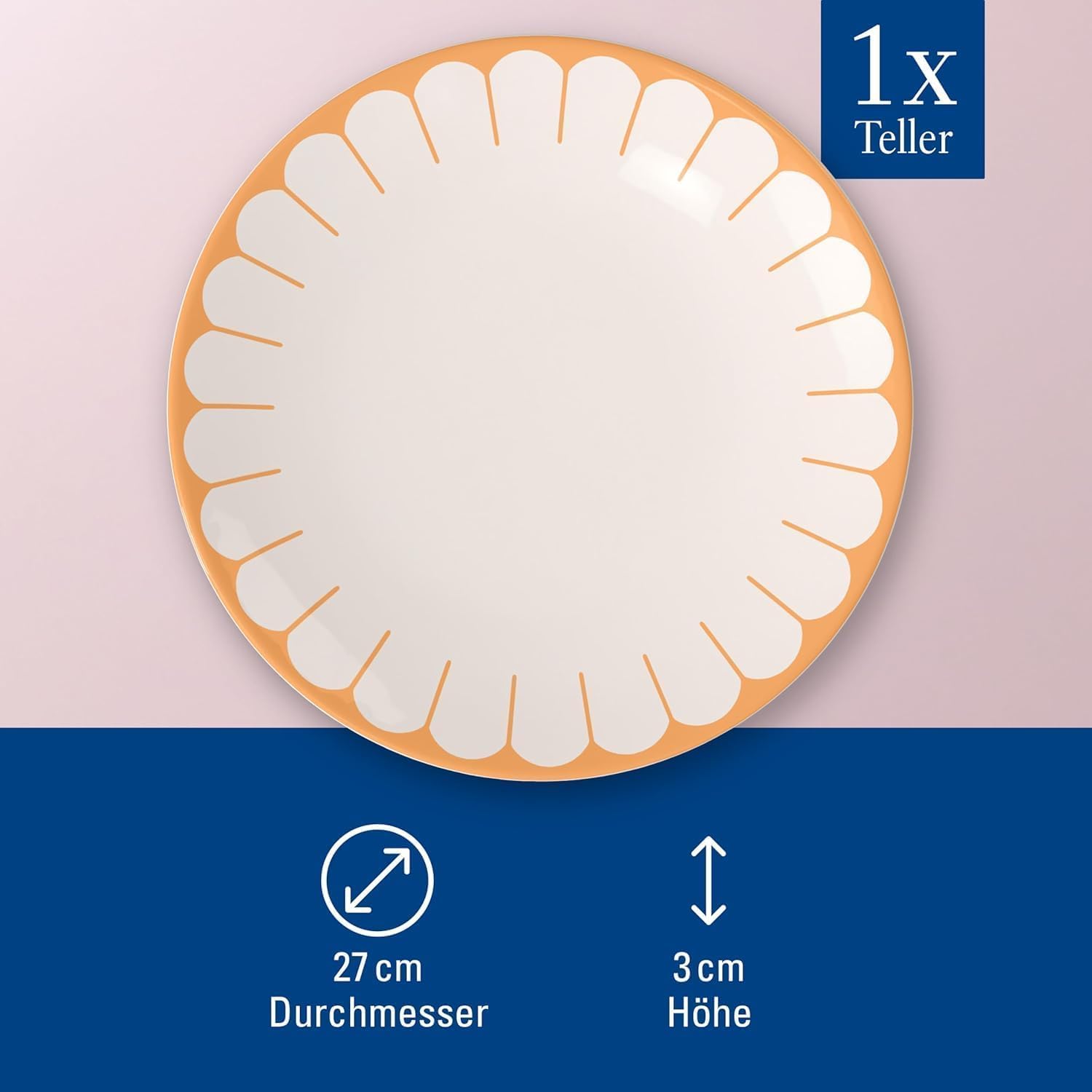 Villeroy & Boch Talerz obiadowy Fleur Soleil, żółty, nadaje się do mycia w zmywarce, nadaje się do kuchenki mikrofalowej, duży talerz, naczynia ceramiczne, możliwość układania w stos, pomarańczowy