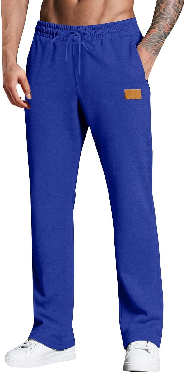 Pantalones de chándal para hombre, holgados, con parte inferior abierta, pantalones casuales, cintura elástica, entrenamiento, atléticos, bolsillos, pantalones deportivos