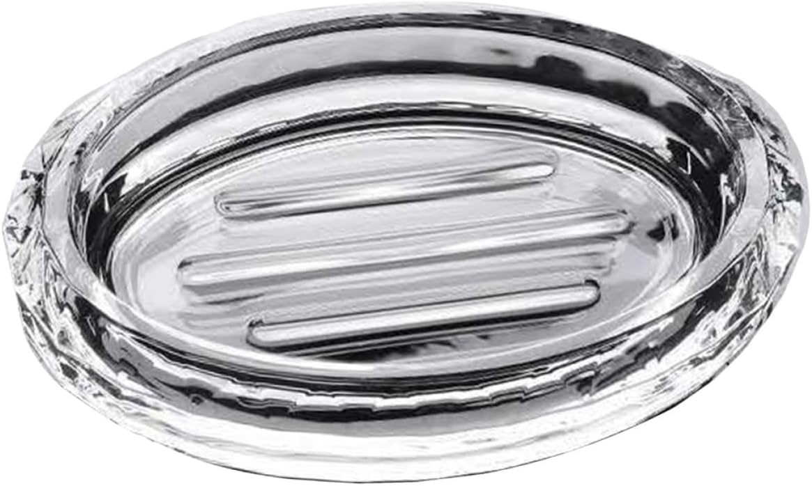 Soap Holder for Shower and Bathroom Oval Glass Soap Dish Container with Drainage Home Handcrafted for Shower Use