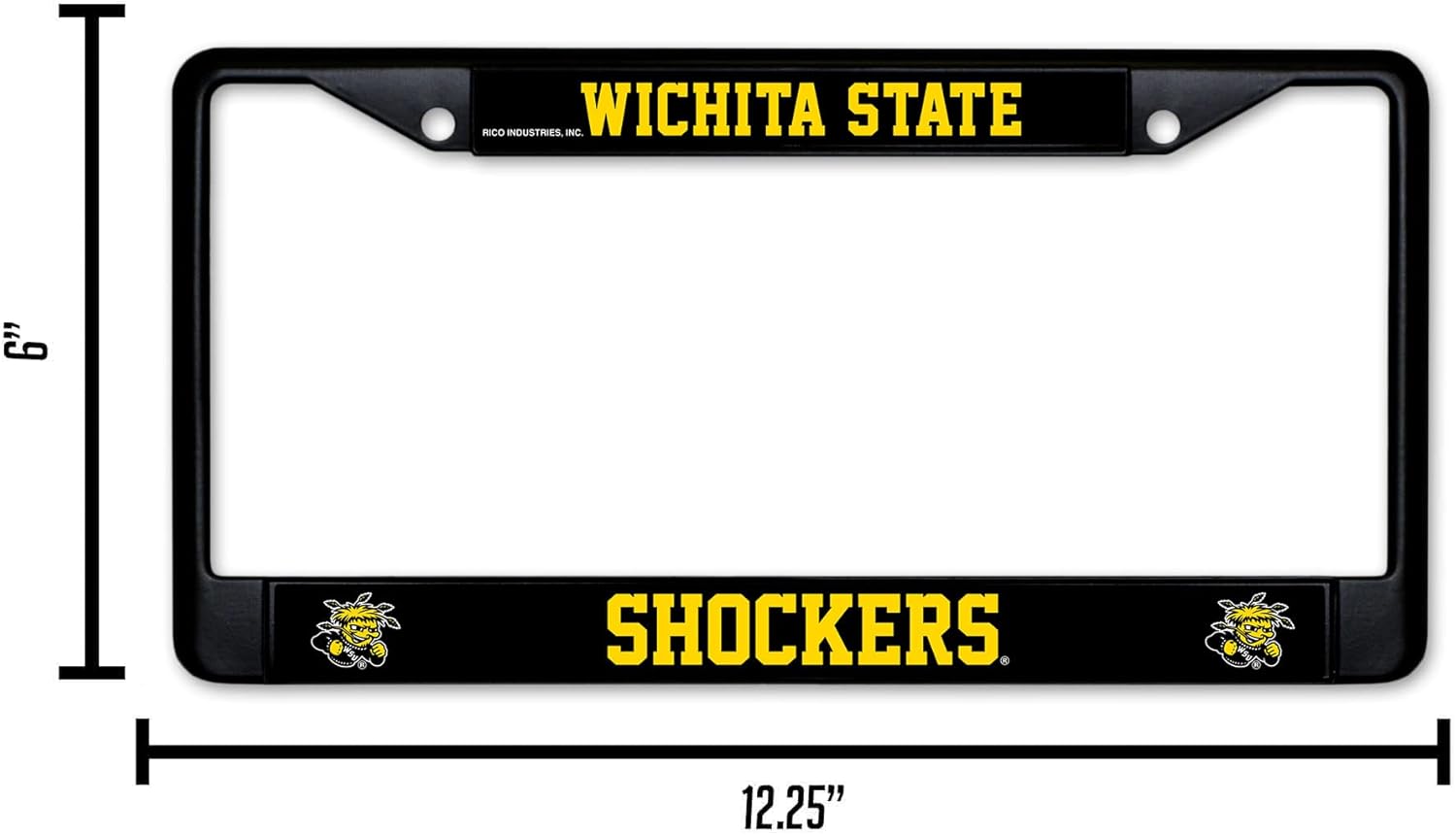 Rico Industries NCAA Standard Black Chrome Frame with Decal Inserts 12" x 6" Car/Truck Auto Accessory