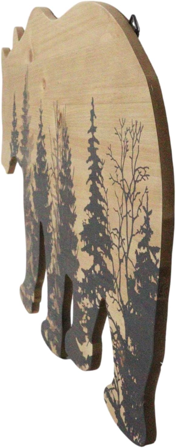 Ebros Gift Rustic Western Black Bear With Pine Trees Forest Silhouette Wooden Plank Cutout Wall Decor Sculpture Wildlife Forest Cabin Decor Accent