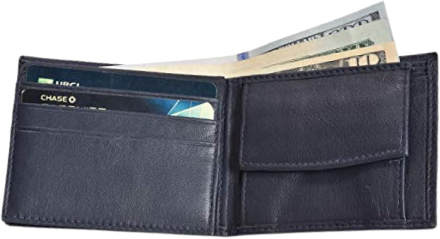 Leatherboss Leather Boys Slim Compact Flap Id Coin Pocket Bifold Wallet with debit credit card holder, Blue - Image 8