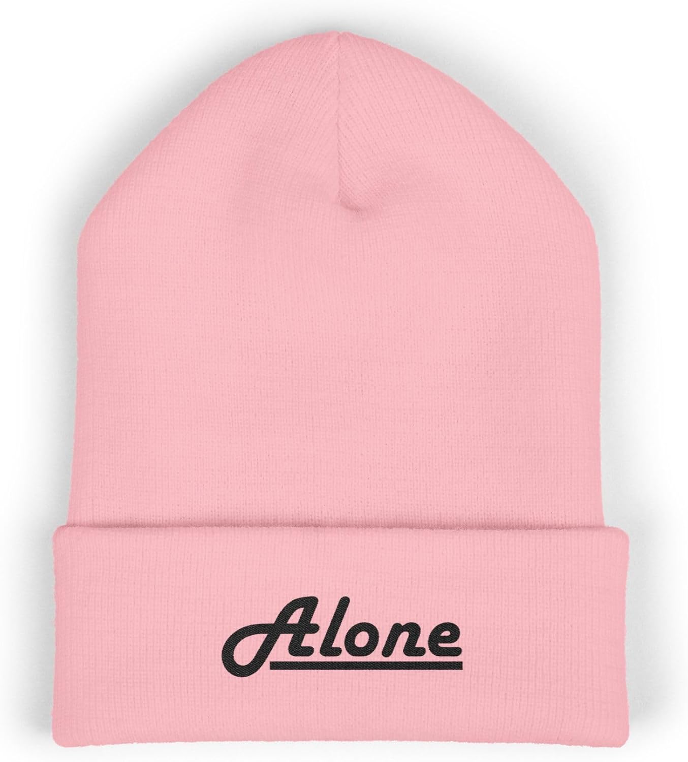 Premium Classic Cuffed Beanie Hat Gift - Alone Embroidery Message