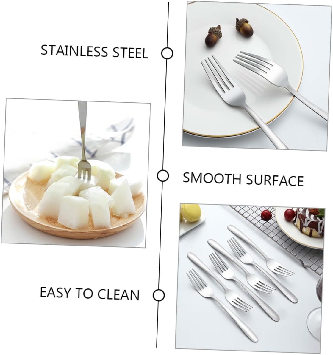 24pcs Silverware Fork Picnic Stainless Steel Fruit Forks for Desserts Salads Party Daily Use