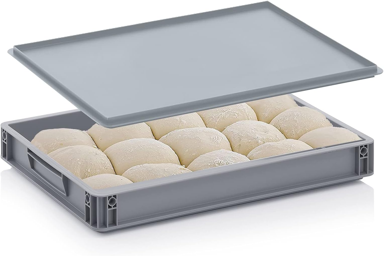 Vivo Technologies Pizza Bread Dough Tray Box with Lid Food Grade 60cm X 40cm X 7.5cm 18L Stackable Proofing Tray Storage Container