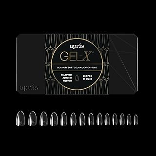 Apres Gel-X® Almond Box of Nail Tips | 280 Gel-X Tips, Soft Tips, 14 Sizes 00-9 | Half-sizes Included (Sculpted Almond Medium, 280 Count)
