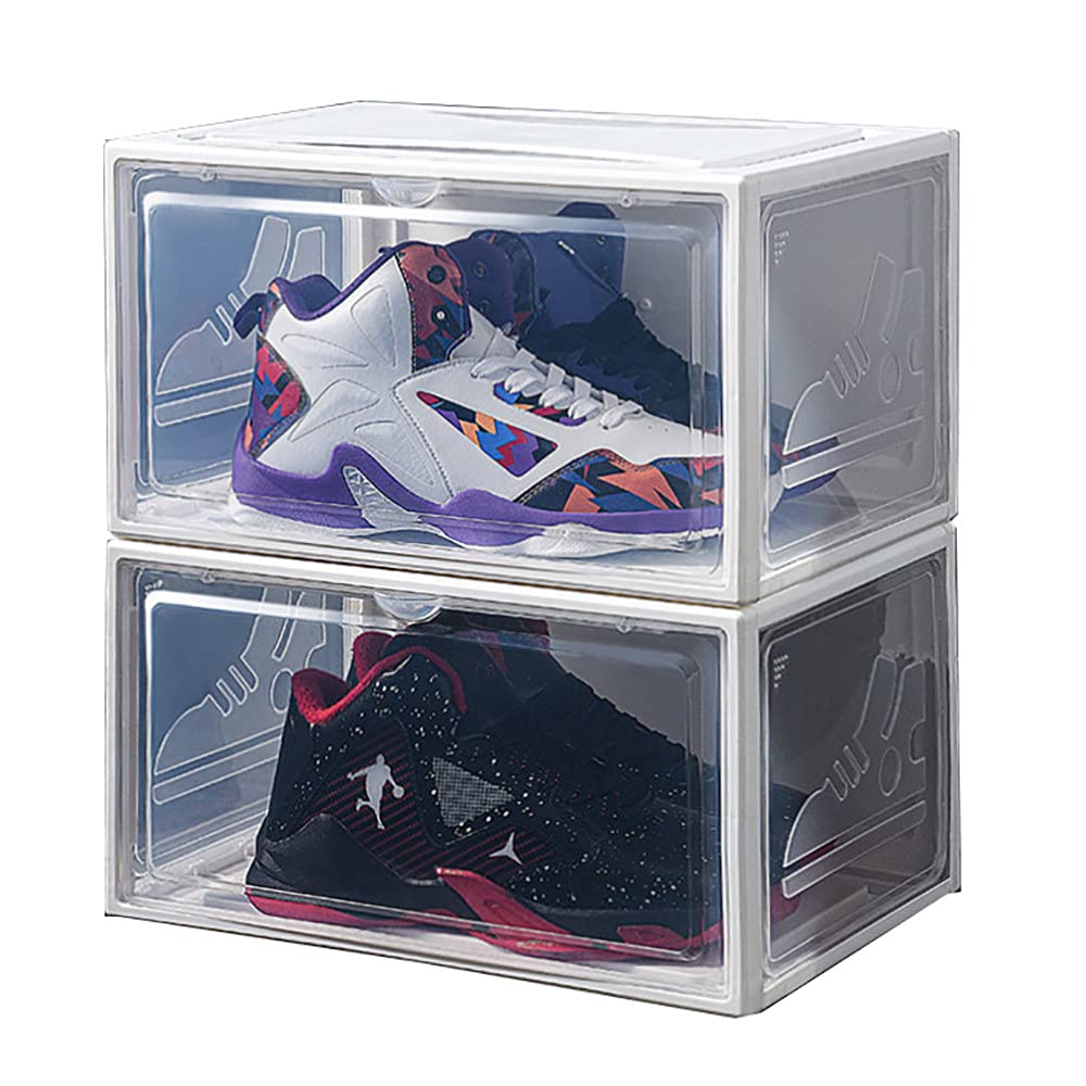 Boîte à chaussures transparente plastique empilable avec couvercle