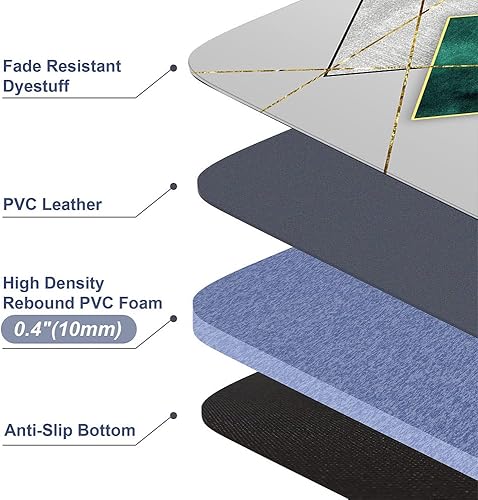 Miniatura 3 de EMMTEEY Alfombra de cocina negra de espuma viscoelástica alfombra de cocina moderna abstracta con marco griego geométrico y mármol de PVC tapete